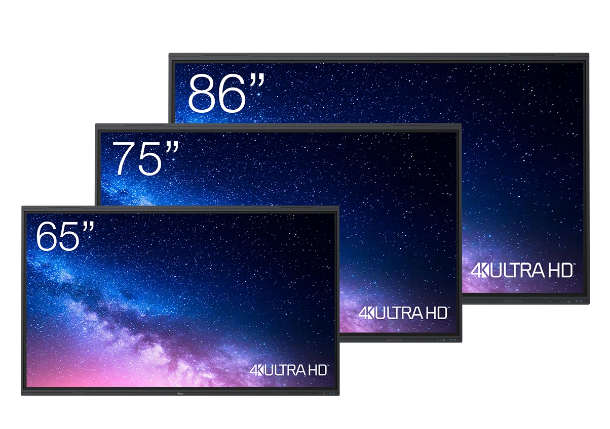 Five series models: 65 inch, 75 inch and 86 inch side by side